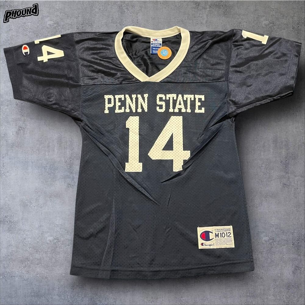 Vintage Penn State Jersey Youth Medium Blue NCAA Football Champion 14 90s